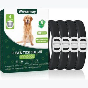 4 Pack Flea and Tick Collar for Dogs, 32 Months Protection, Adjustable, Black